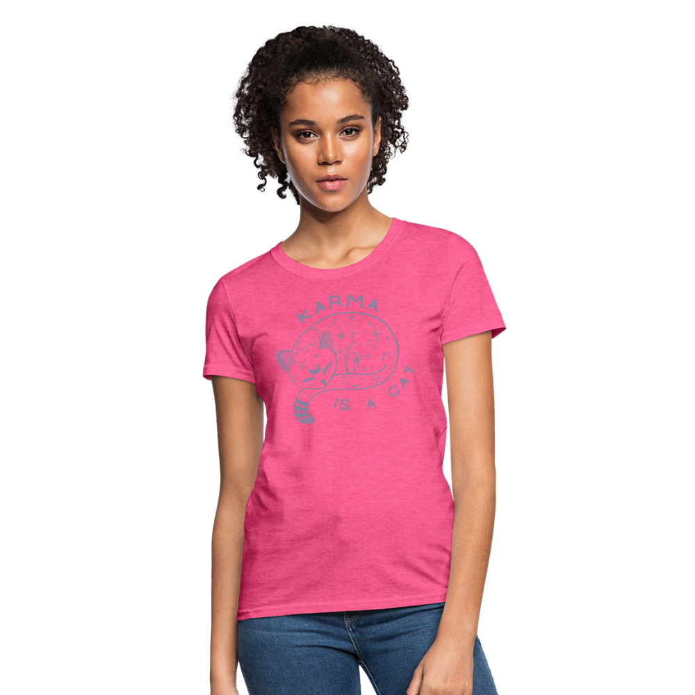 Karma is a Cat Softhand Women's T-Shirt - heather pink