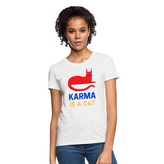 Karma is a Cat Pop Art Women's T-Shirt - white