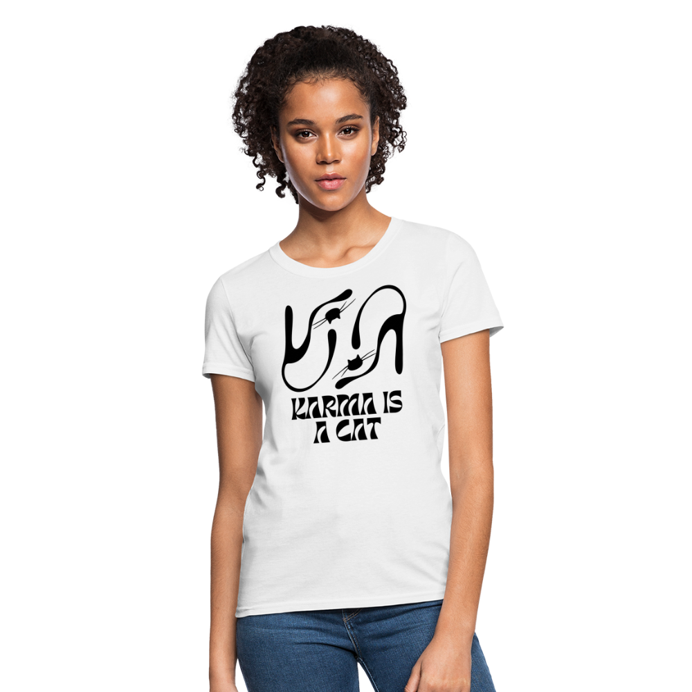 Karma is a Cat Silhouette Women's T-Shirt - white