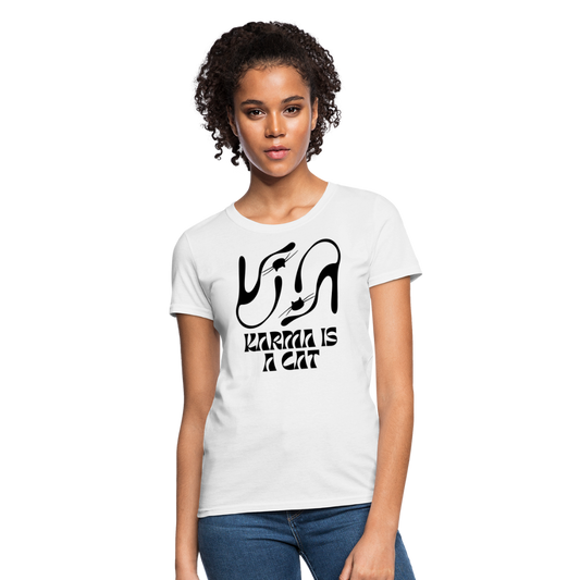 Karma is a Cat Silhouette Women's T-Shirt - white