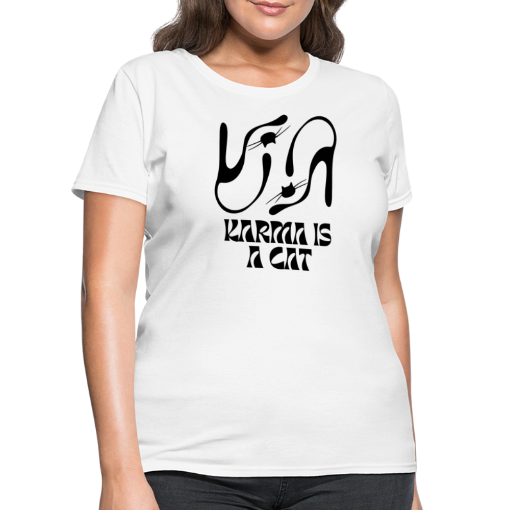 Karma is a Cat Silhouette Women's T-Shirt - white