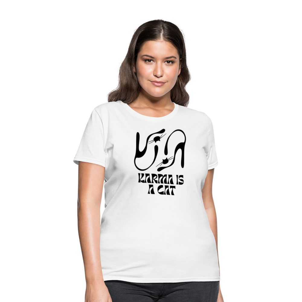 Karma is a Cat Silhouette Women's T-Shirt - white