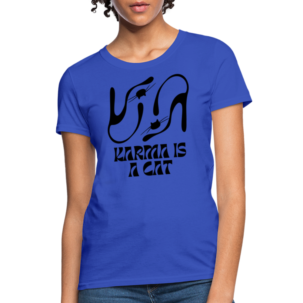 Karma is a Cat Silhouette Women's T-Shirt - royal blue