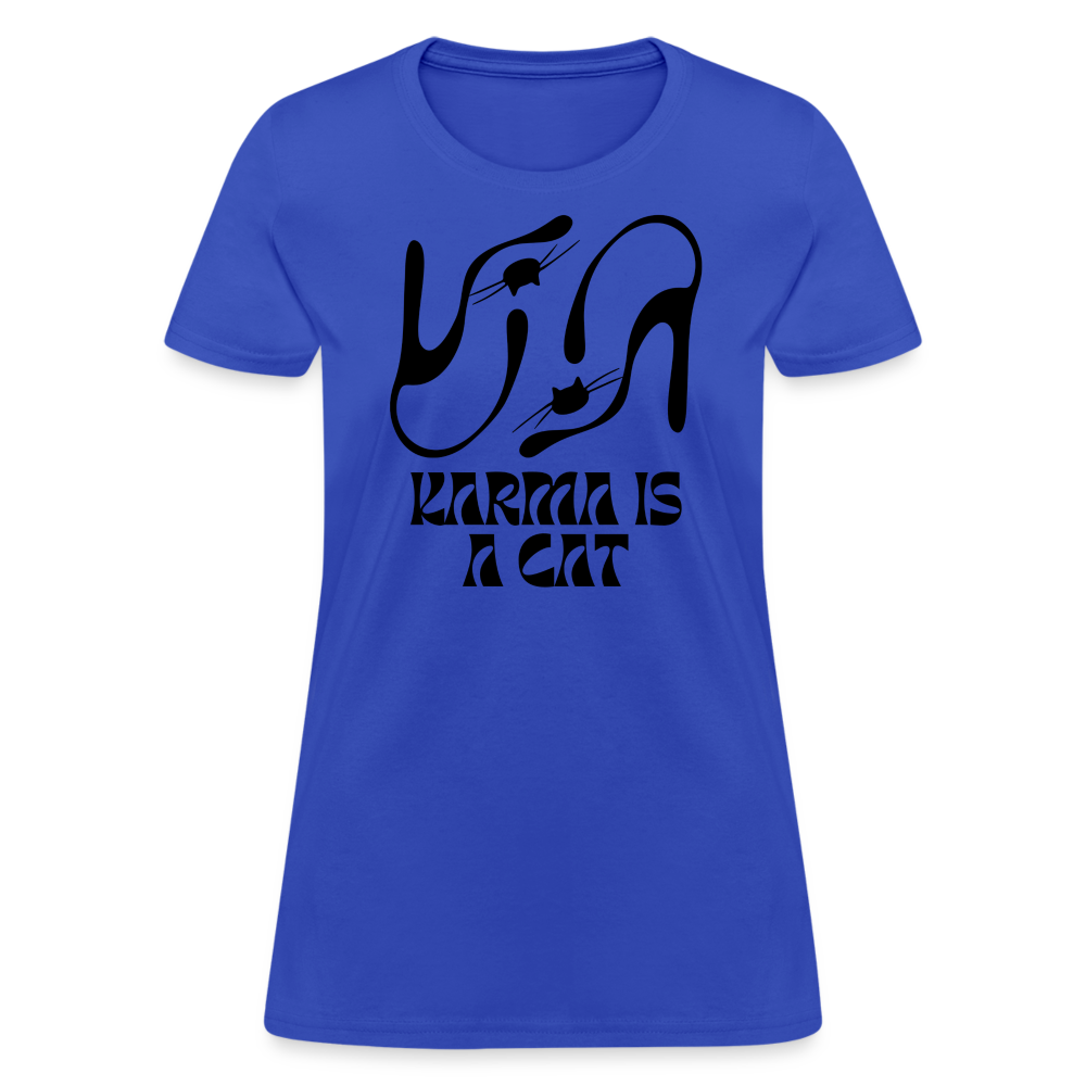 Karma is a Cat Silhouette Women's T-Shirt - royal blue