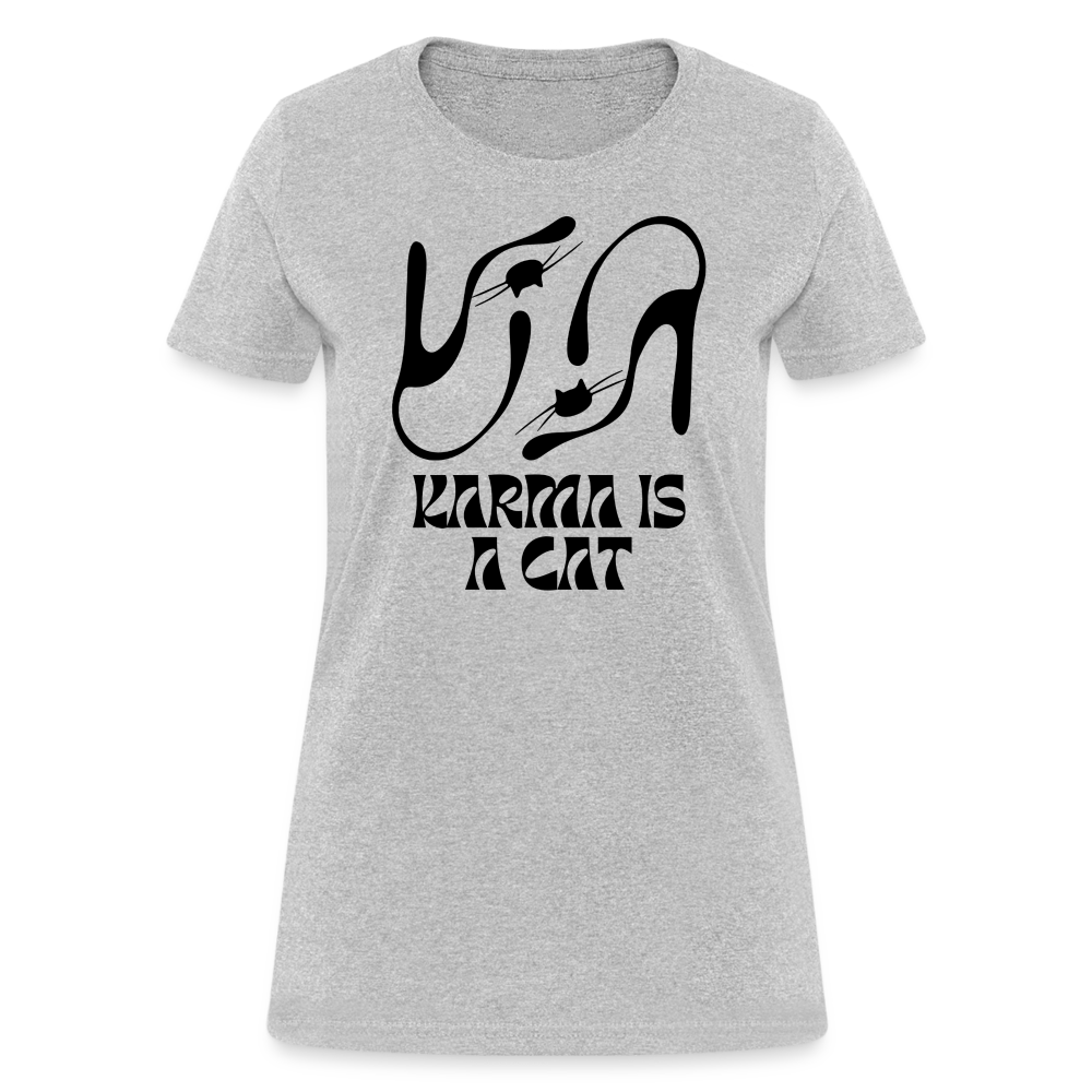 Karma is a Cat Silhouette Women's T-Shirt - heather gray