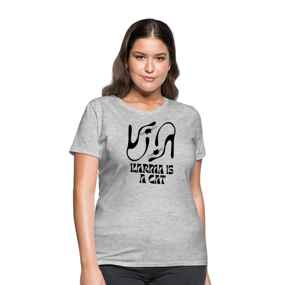 Karma is a Cat Silhouette Women's T-Shirt - heather gray