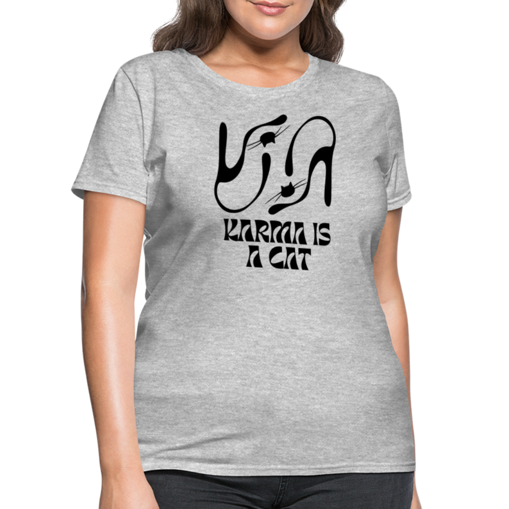 Karma is a Cat Silhouette Women's T-Shirt - heather gray