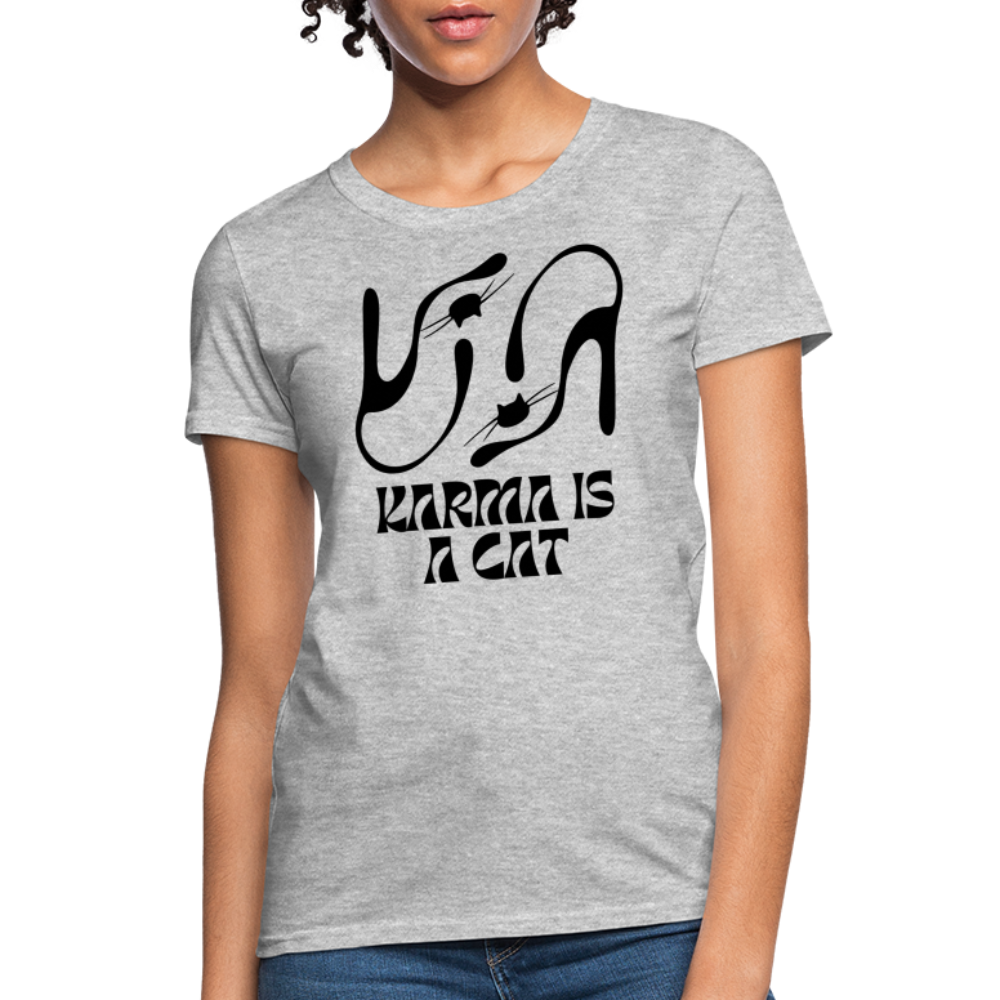 Karma is a Cat Silhouette Women's T-Shirt - heather gray