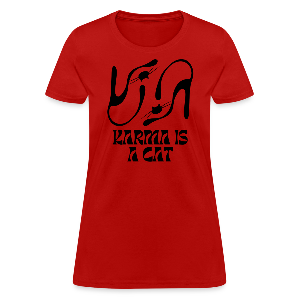 Karma is a Cat Silhouette Women's T-Shirt - red