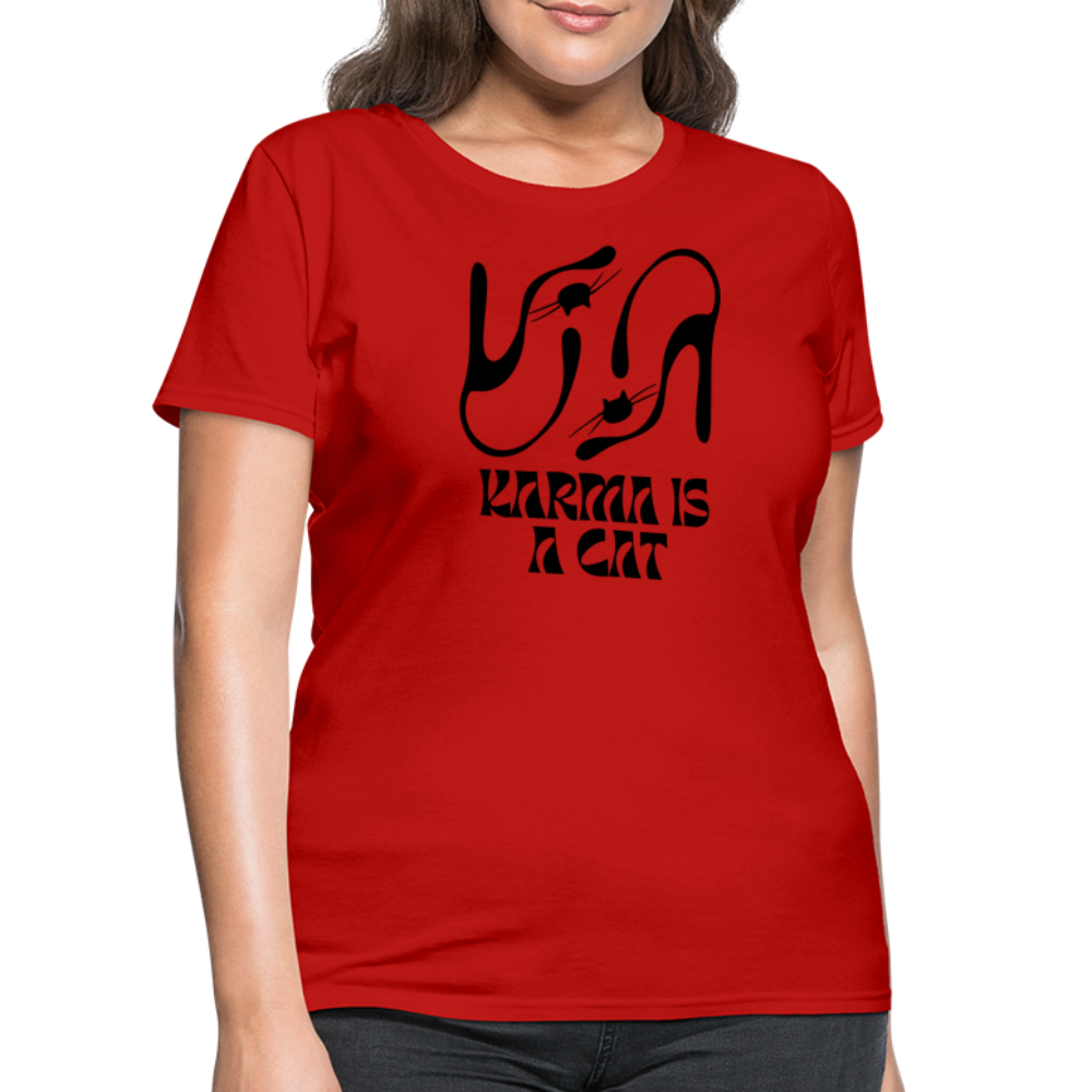 Karma is a Cat Silhouette Women's T-Shirt - red