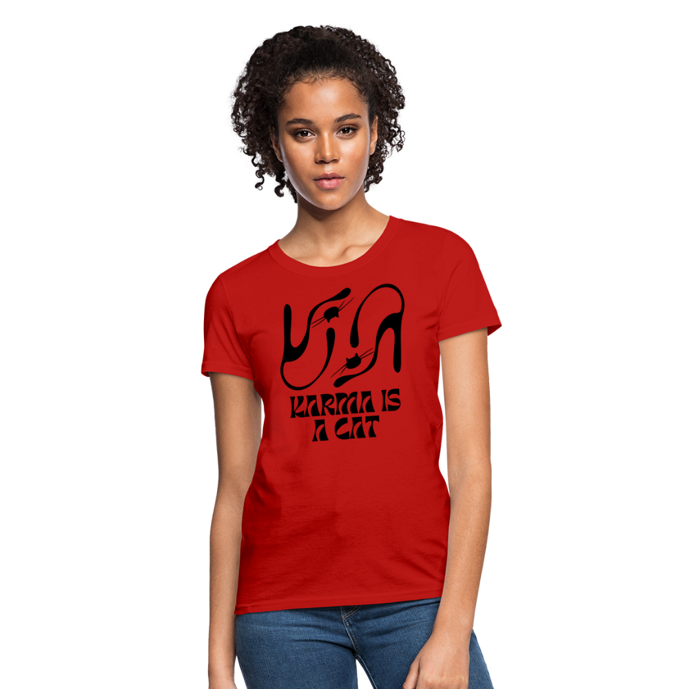 Karma is a Cat Silhouette Women's T-Shirt - red
