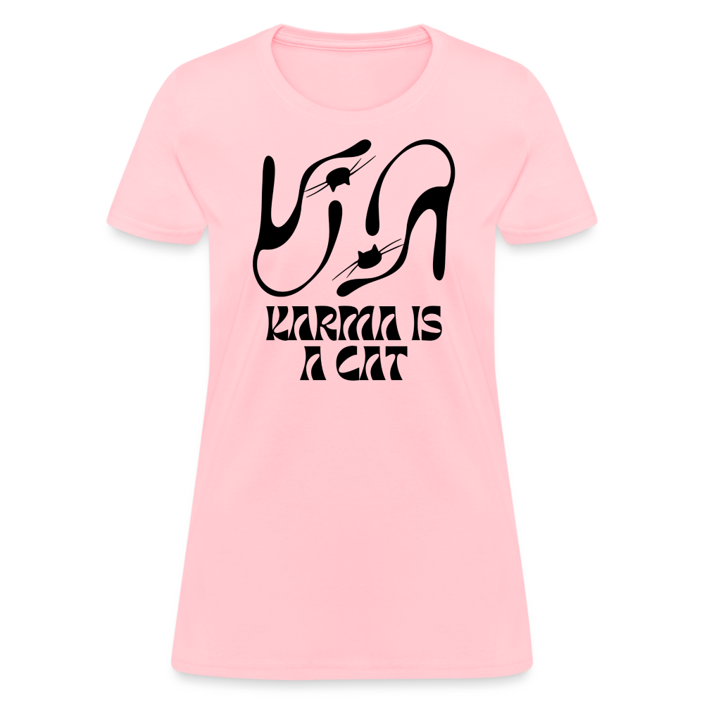 Karma is a Cat Silhouette Women's T-Shirt - pink