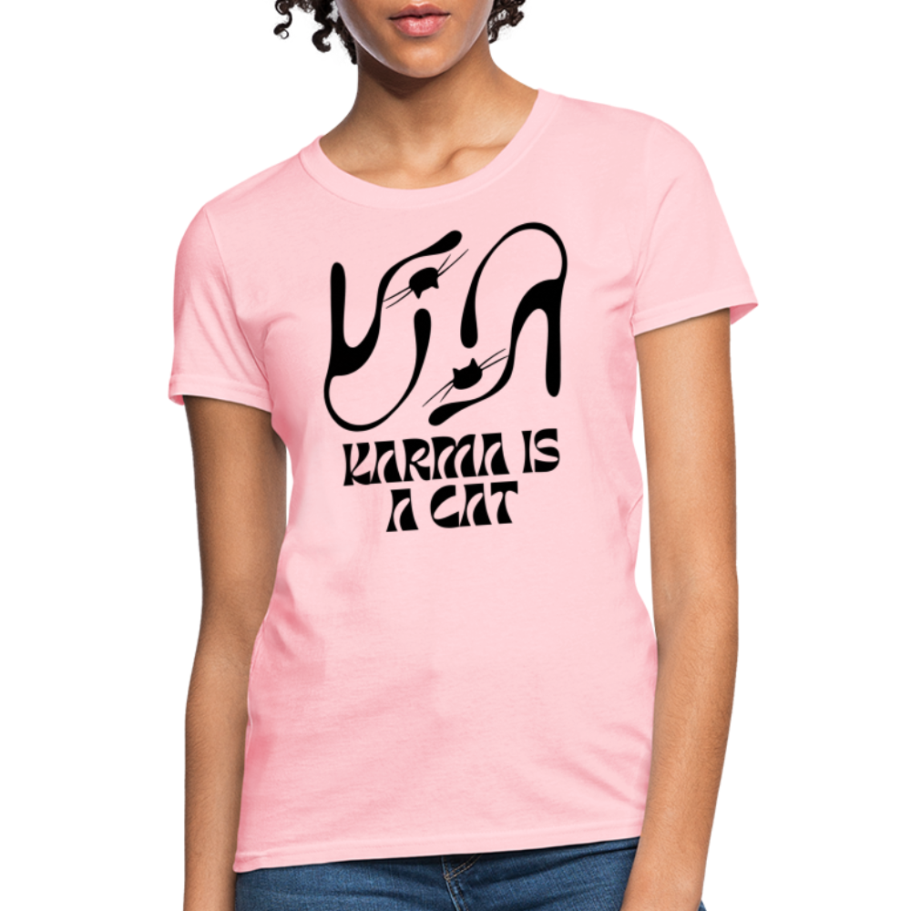 Karma is a Cat Silhouette Women's T-Shirt - pink