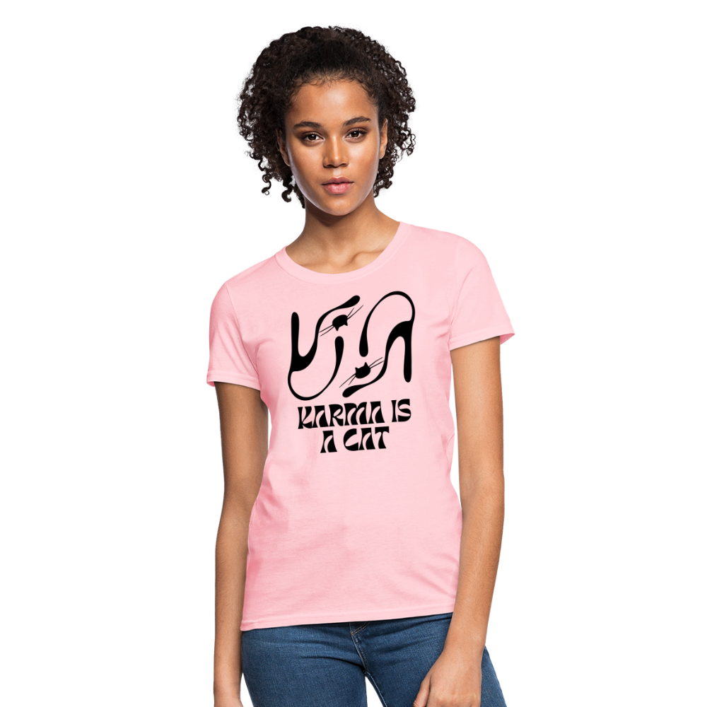 Karma is a Cat Silhouette Women's T-Shirt - pink