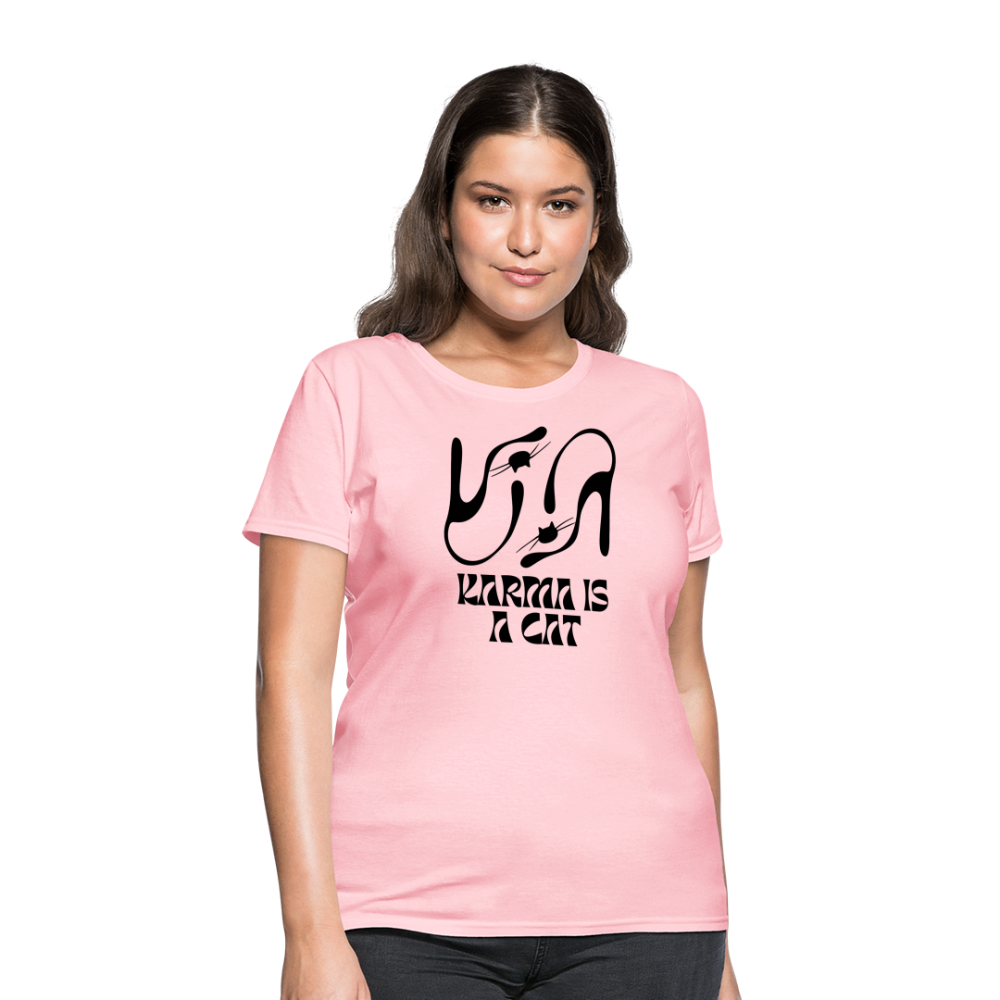Karma is a Cat Silhouette Women's T-Shirt - pink