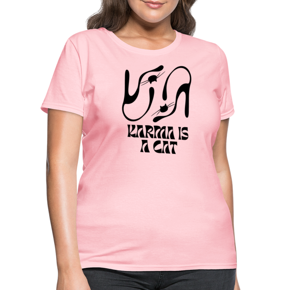 Karma is a Cat Silhouette Women's T-Shirt - pink