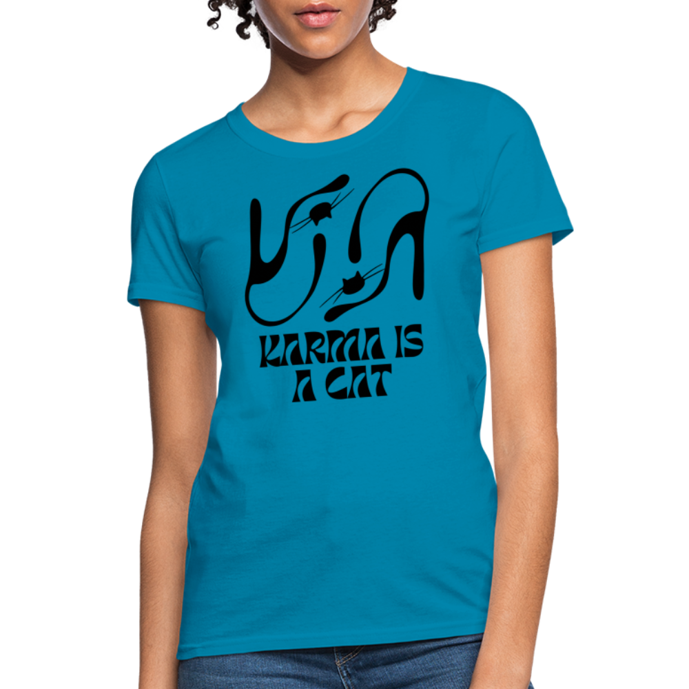 Karma is a Cat Silhouette Women's T-Shirt - turquoise