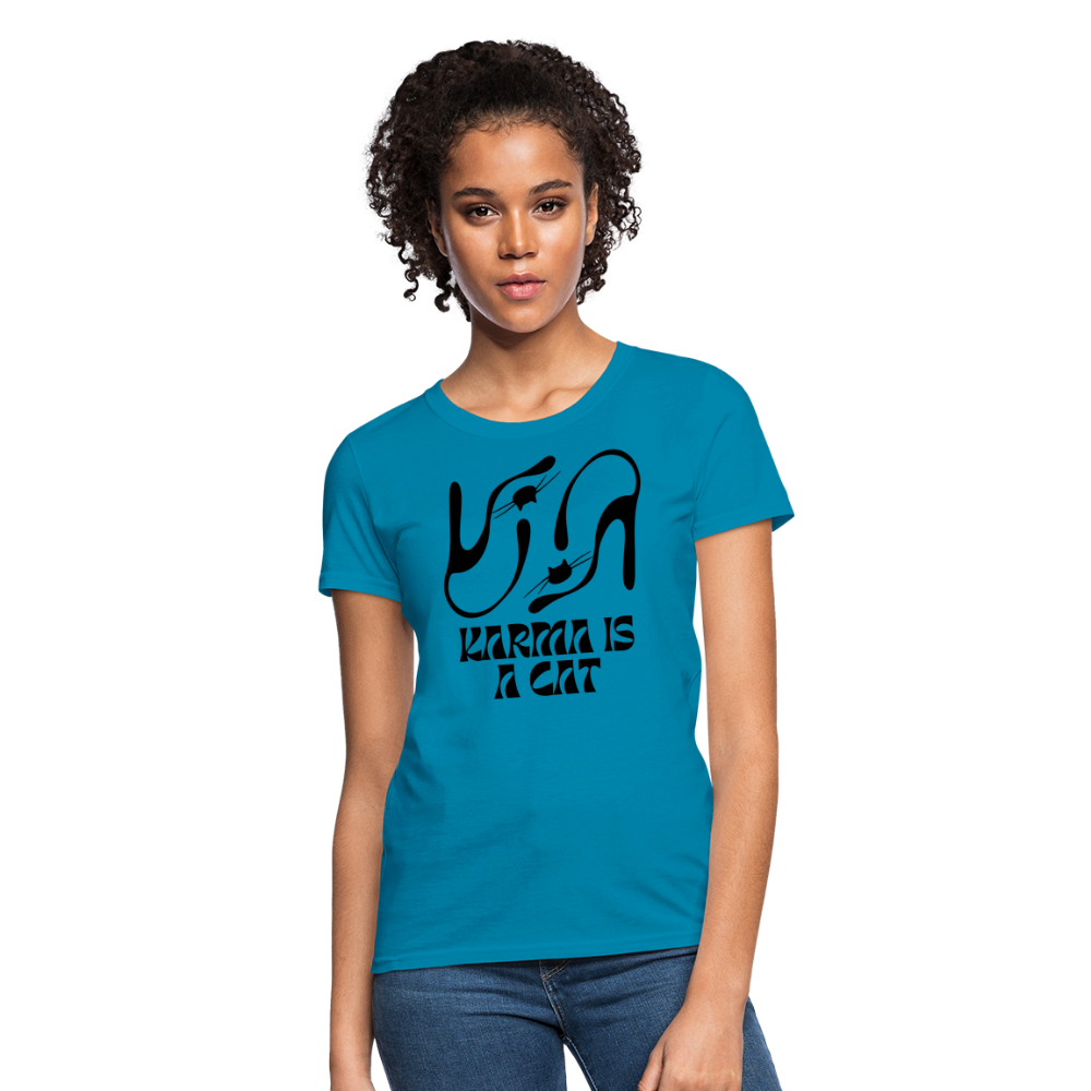 Karma is a Cat Silhouette Women's T-Shirt - turquoise