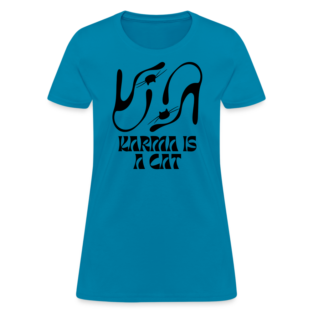 Karma is a Cat Silhouette Women's T-Shirt - turquoise
