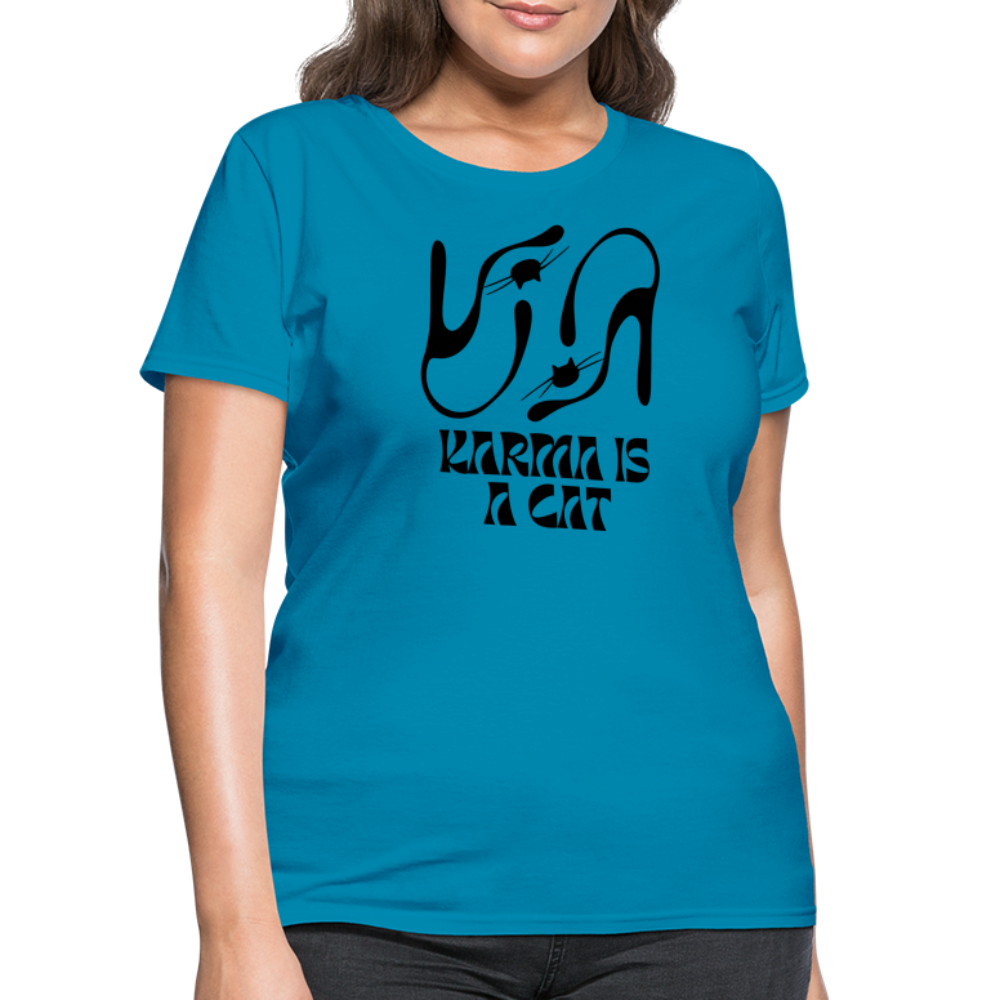 Karma is a Cat Silhouette Women's T-Shirt - turquoise