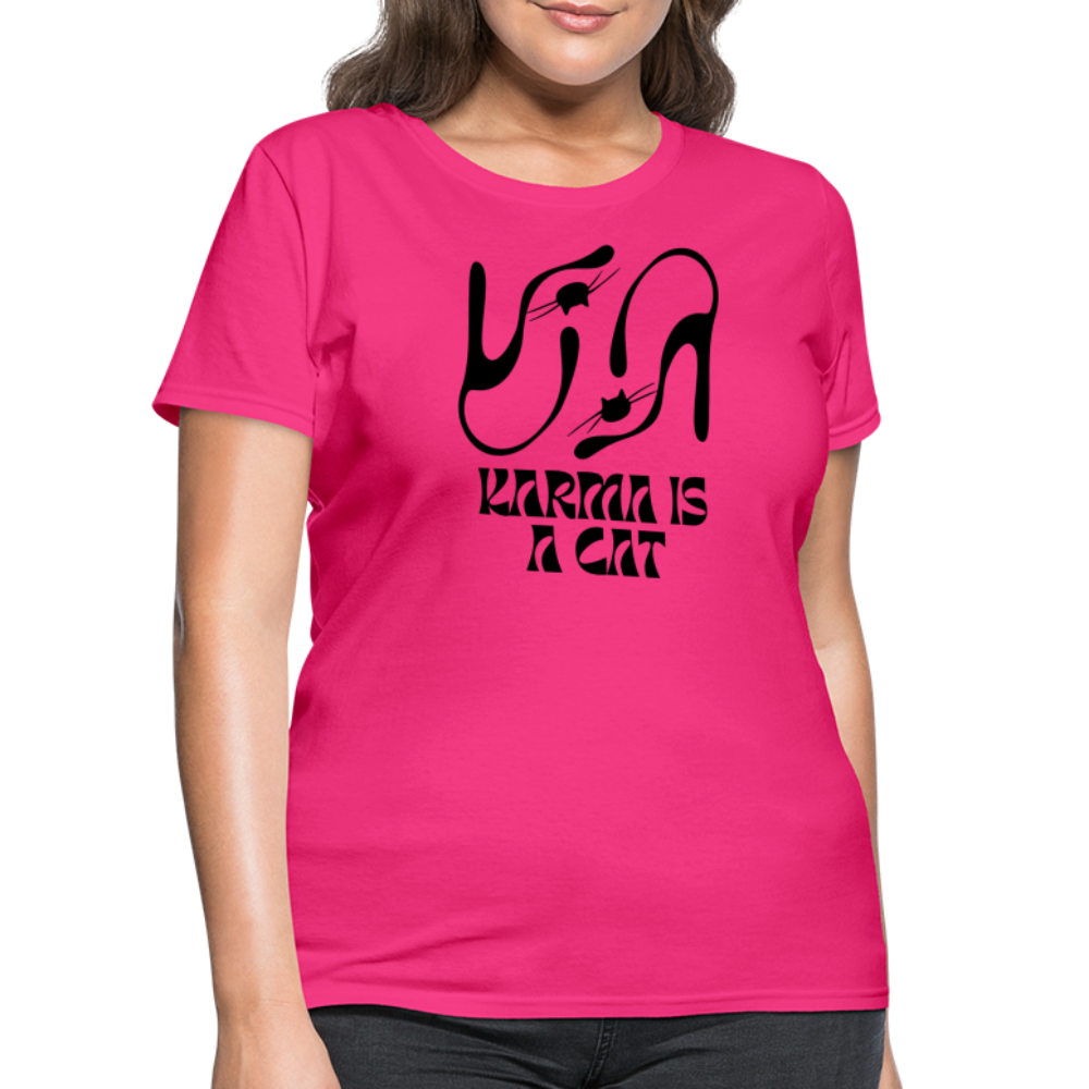 Karma is a Cat Silhouette Women's T-Shirt - fuchsia