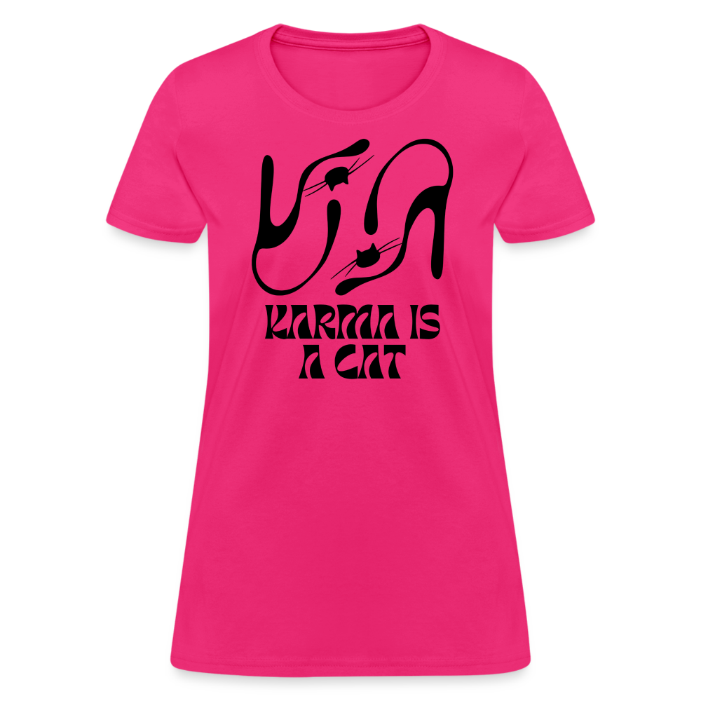 Karma is a Cat Silhouette Women's T-Shirt - fuchsia