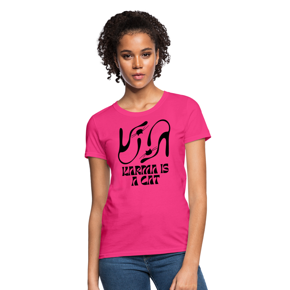 Karma is a Cat Silhouette Women's T-Shirt - fuchsia