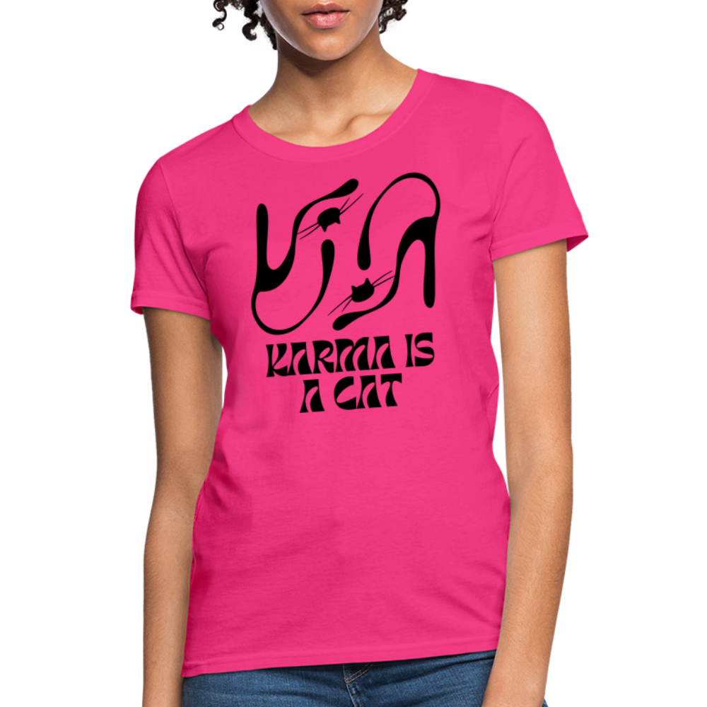Karma is a Cat Silhouette Women's T-Shirt - fuchsia