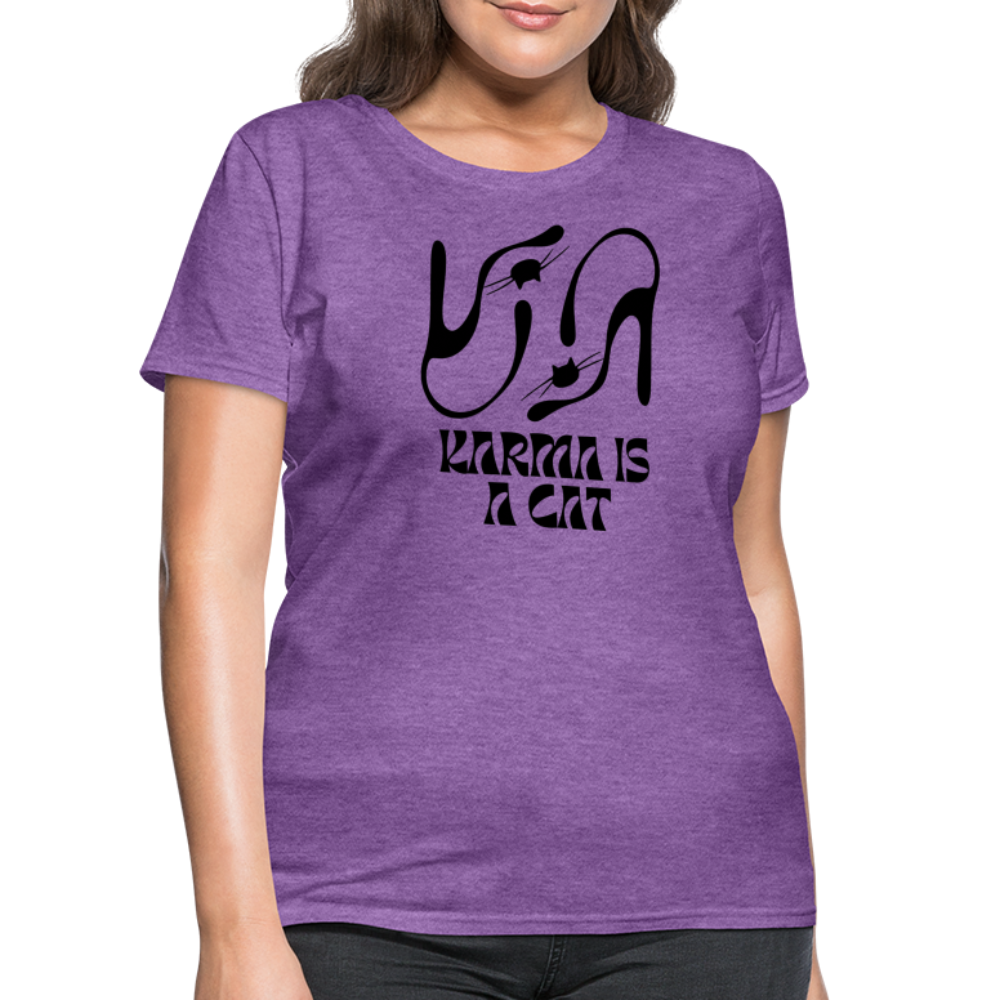Karma is a Cat Silhouette Women's T-Shirt - purple heather