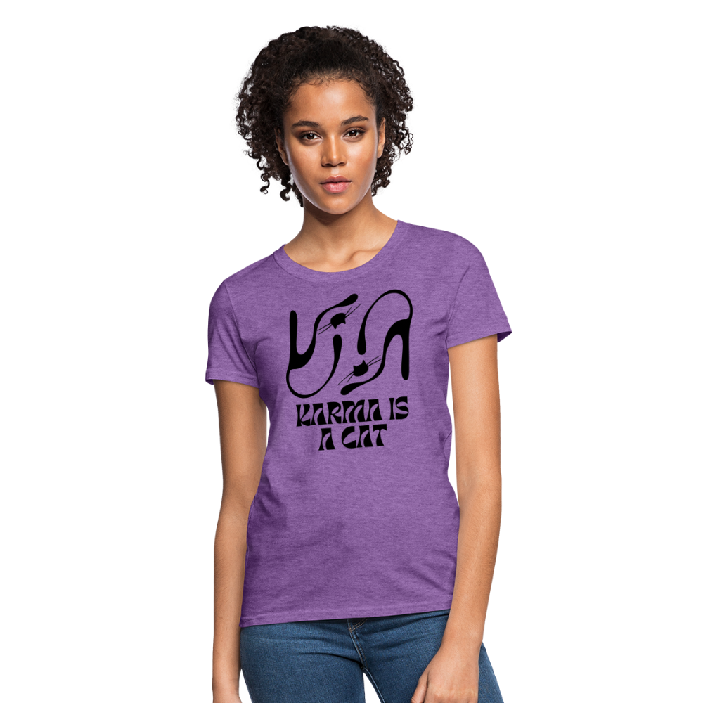 Karma is a Cat Silhouette Women's T-Shirt - purple heather