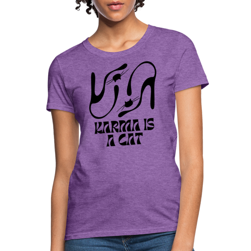 Karma is a Cat Silhouette Women's T-Shirt - purple heather