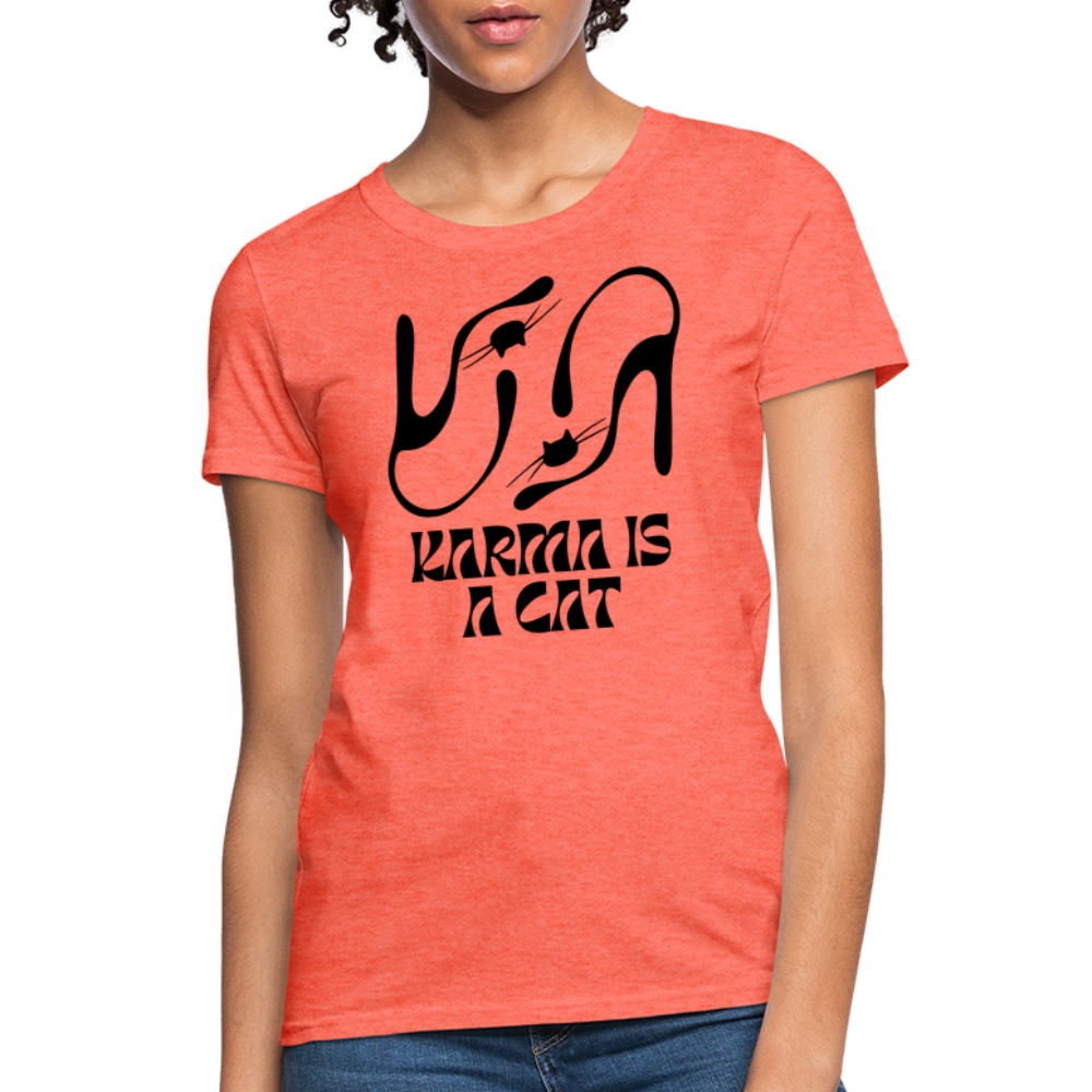 Karma is a Cat Silhouette Women's T-Shirt - heather coral