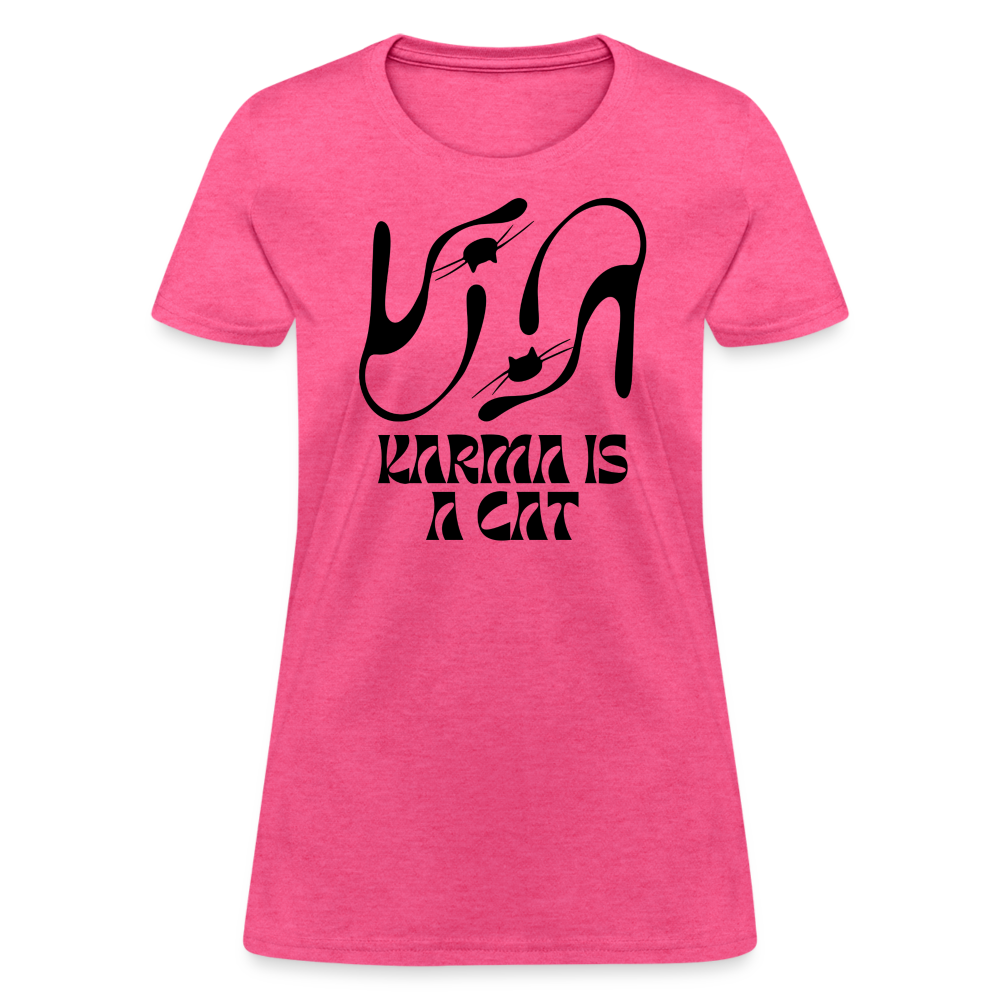 Karma is a Cat Silhouette Women's T-Shirt - heather pink