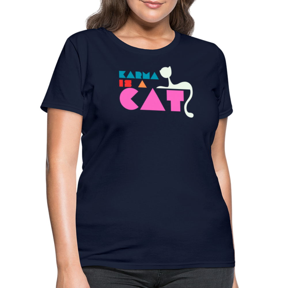 Karma is a Cat Shapes Women's T-Shirt - navy