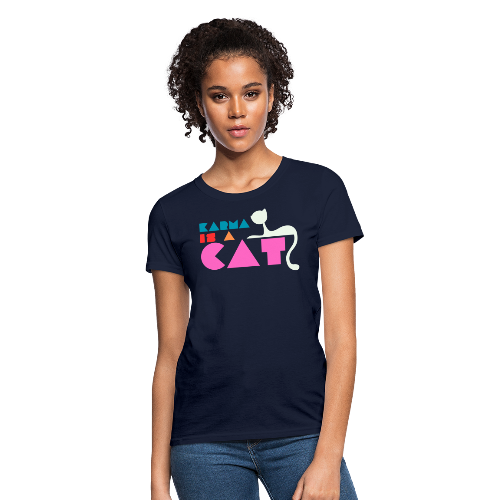 Karma is a Cat Shapes Women's T-Shirt - navy