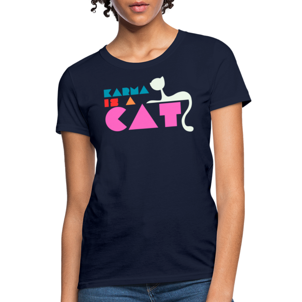 Karma is a Cat Shapes Women's T-Shirt - navy