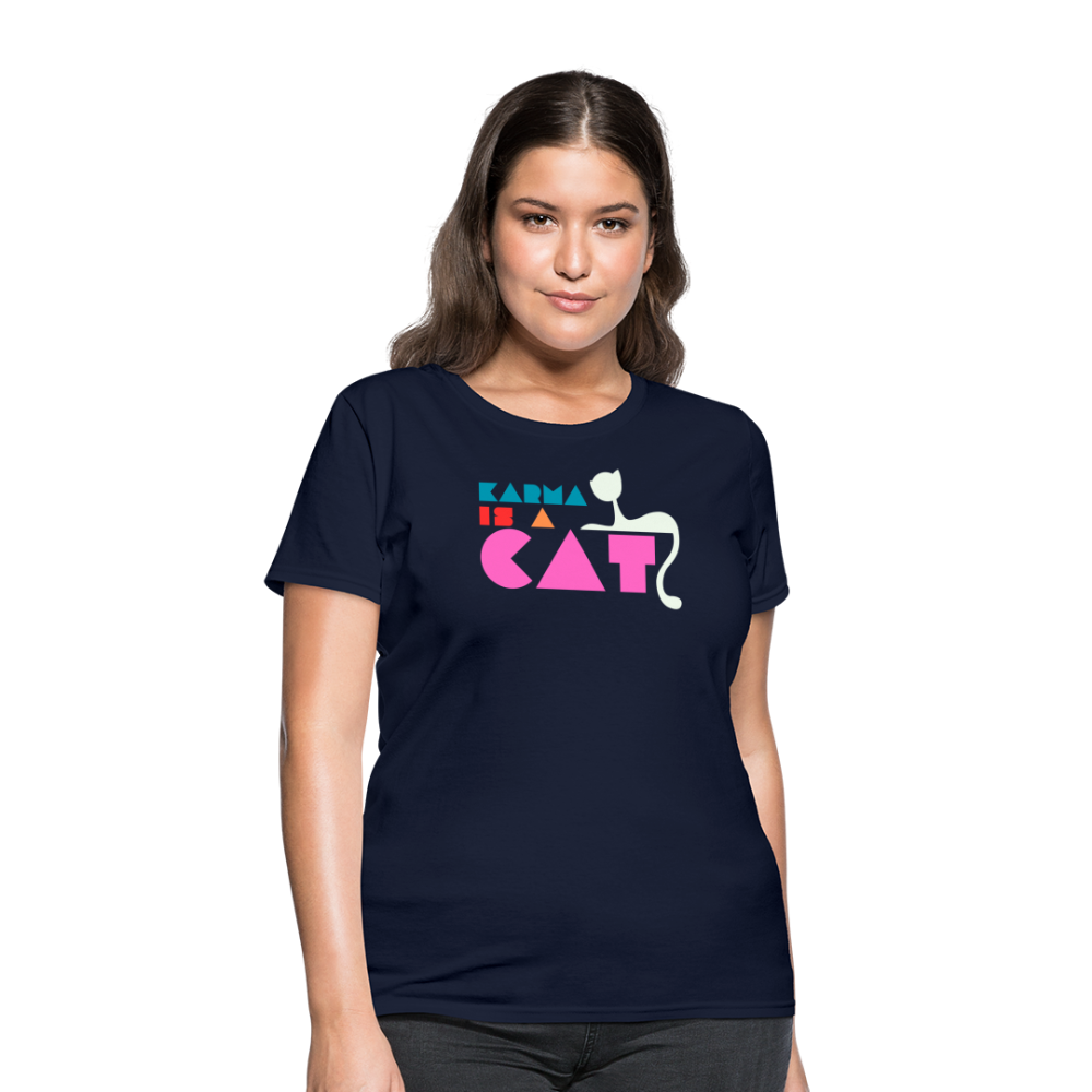 Karma is a Cat Shapes Women's T-Shirt - navy
