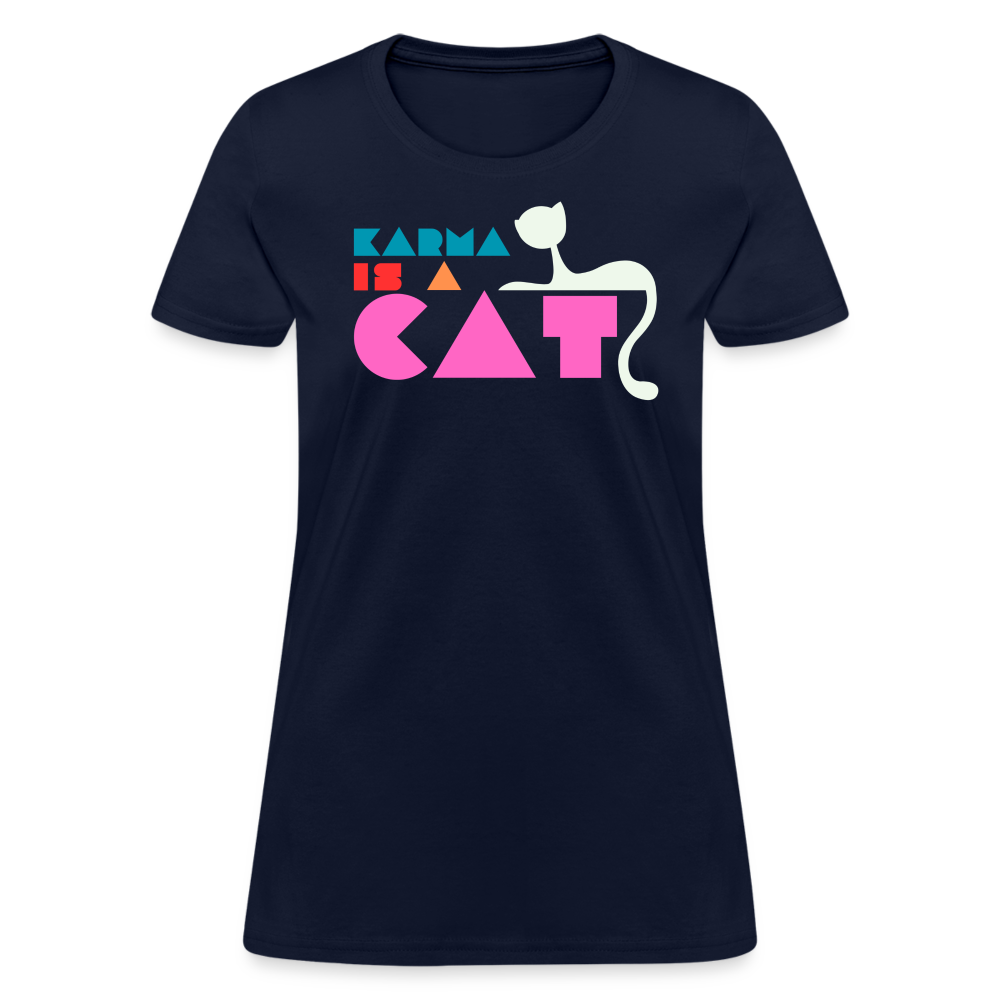 Karma is a Cat Shapes Women's T-Shirt - navy