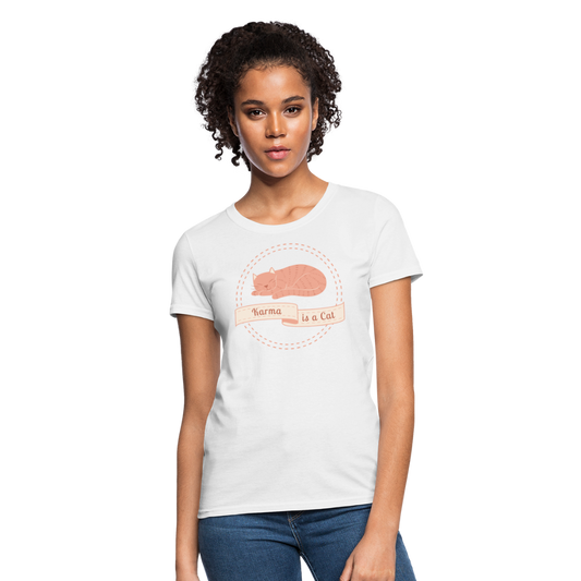 Karma is a Cat Sleeping Women's T-Shirt - white