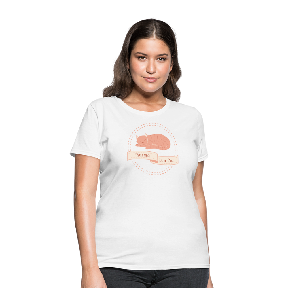 Karma is a Cat Sleeping Women's T-Shirt - white