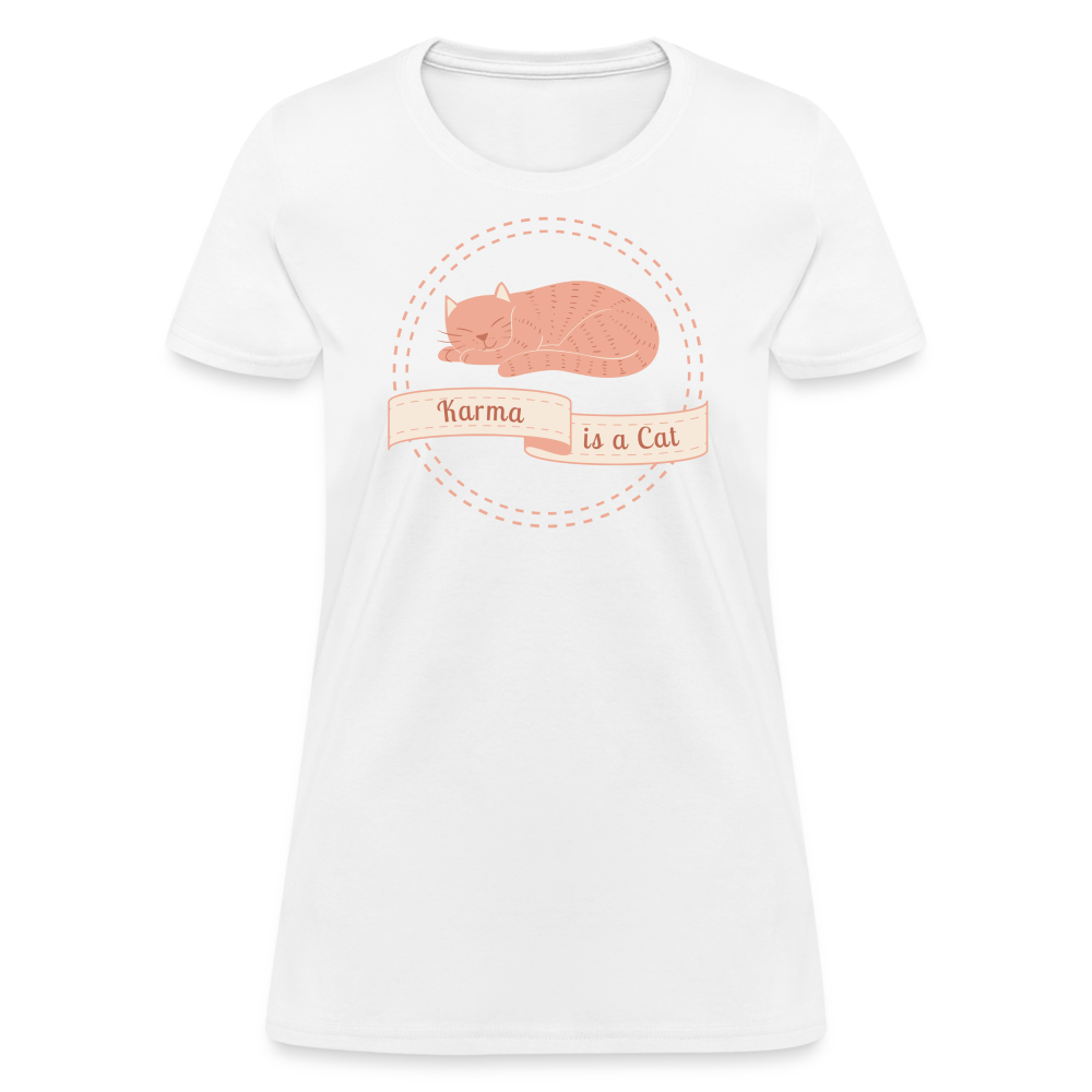 Karma is a Cat Sleeping Women's T-Shirt - white