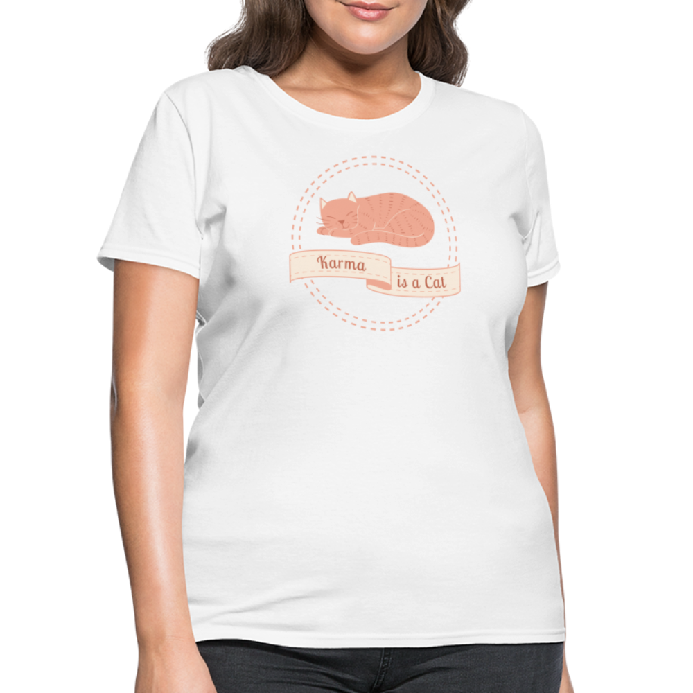 Karma is a Cat Sleeping Women's T-Shirt - white