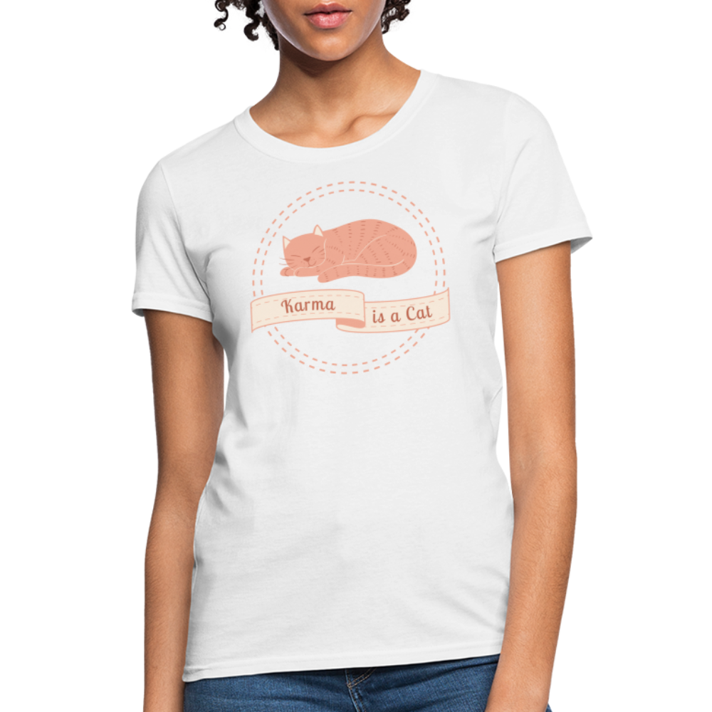Karma is a Cat Sleeping Women's T-Shirt - white