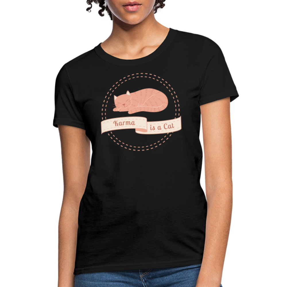 Karma is a Cat Sleeping Women's T-Shirt - black