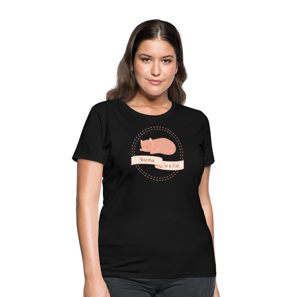 Karma is a Cat Sleeping Women's T-Shirt - black