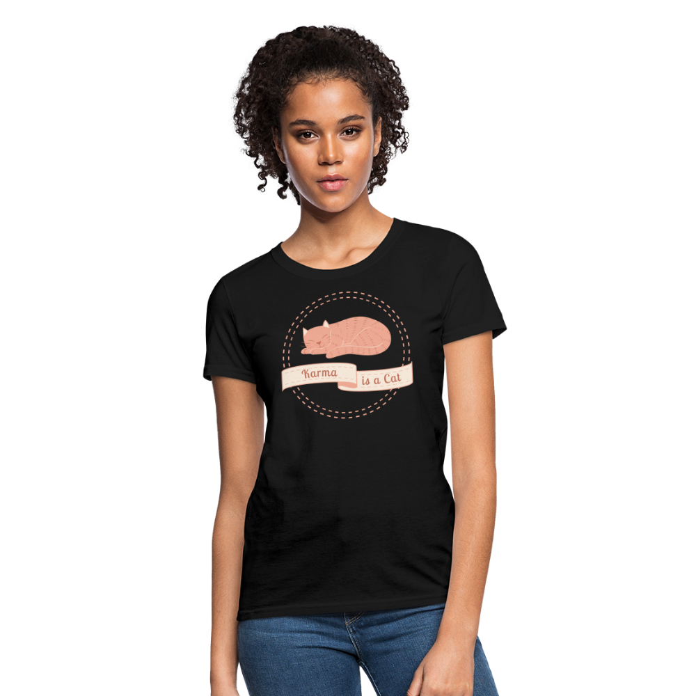Karma is a Cat Sleeping Women's T-Shirt - black