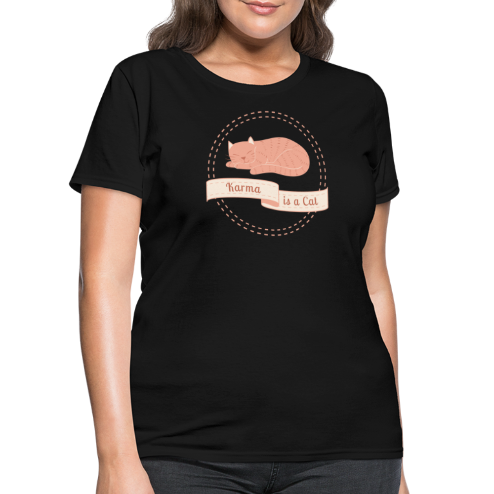 Karma is a Cat Sleeping Women's T-Shirt - black
