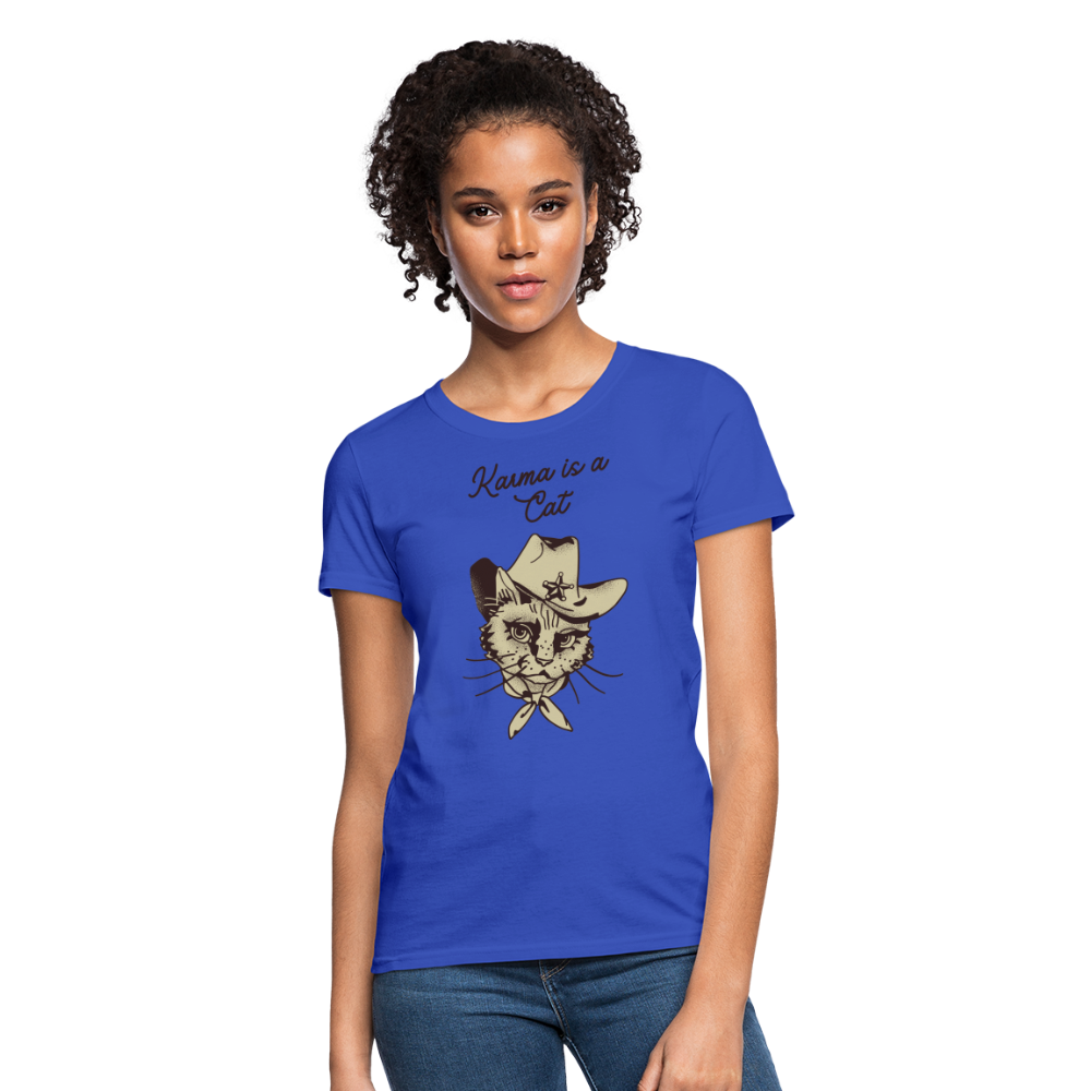 Karma is a Cat Cowboy Women's T-Shirt - royal blue