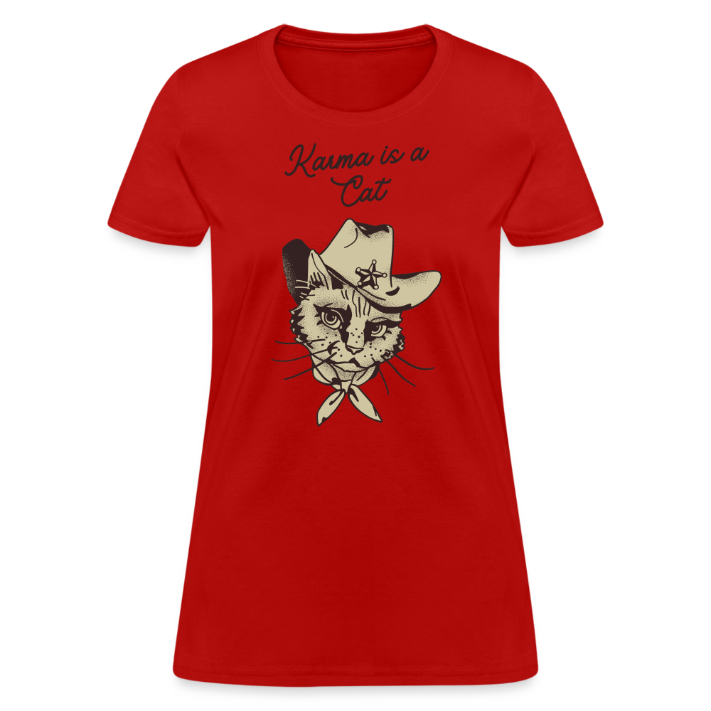Karma is a Cat Cowboy Women's T-Shirt - red