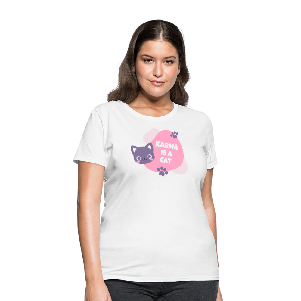 Karma is a Cat Women's White T-Shirt - white